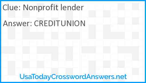 Nonprofit lender Answer