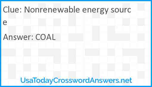 Nonrenewable energy source Answer