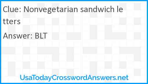 Nonvegetarian sandwich letters Answer