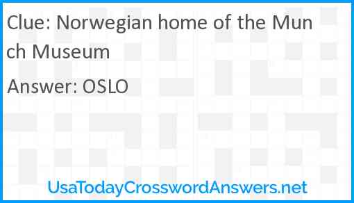 Norwegian home of the Munch Museum Answer