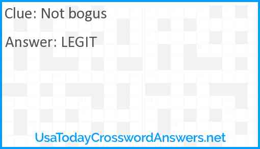 Not bogus Answer