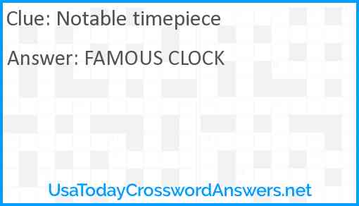 Notable timepiece Answer