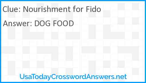 Nourishment for Fido Answer