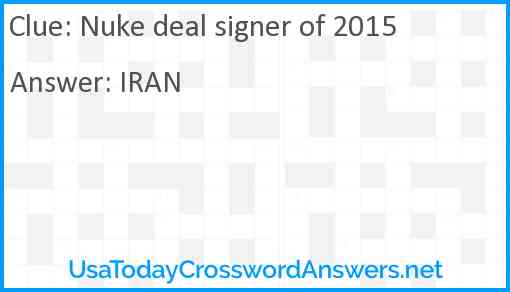 Nuke deal signer of 2015 Answer