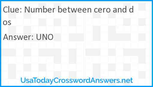 Number between cero and dos Answer
