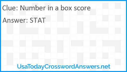 Number in a box score Answer