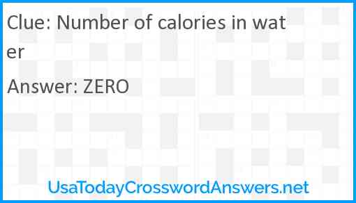 Number of calories in water Answer