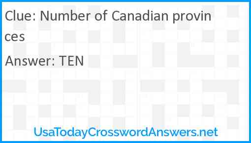 Number of Canadian provinces Answer