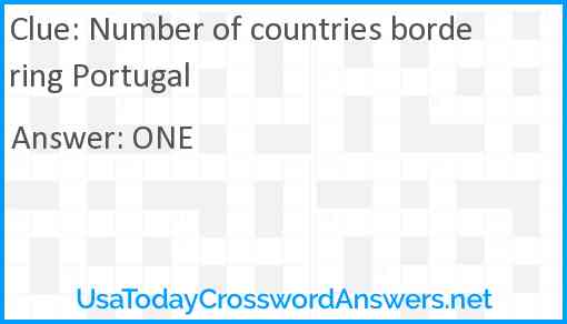 Number of countries bordering Portugal Answer