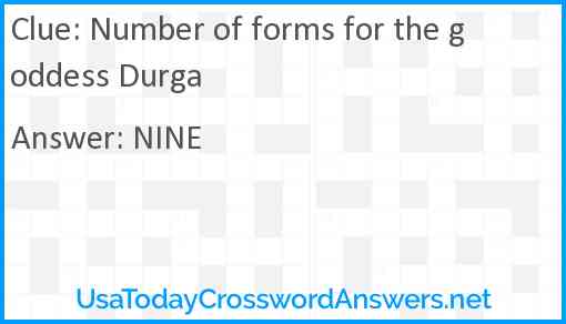 Number of forms for the goddess Durga Answer