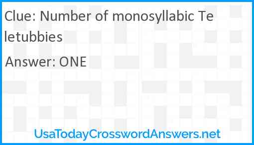 Number of monosyllabic Teletubbies Answer