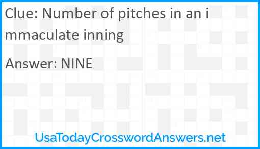 Number of pitches in an immaculate inning Answer