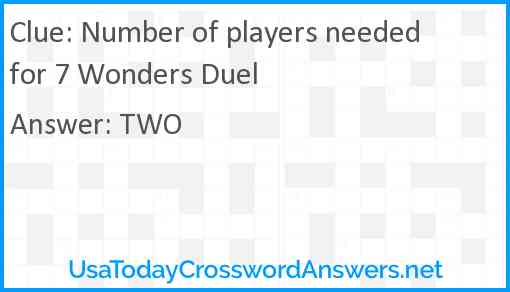 Number of players needed for 7 Wonders Duel Answer