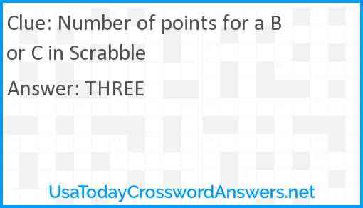 Number of points for a B or C in Scrabble Answer