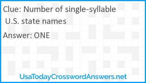 Number of single-syllable U.S. state names Answer
