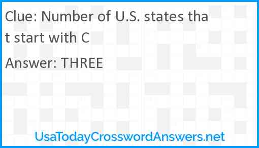 Number of U.S. states that start with C Answer