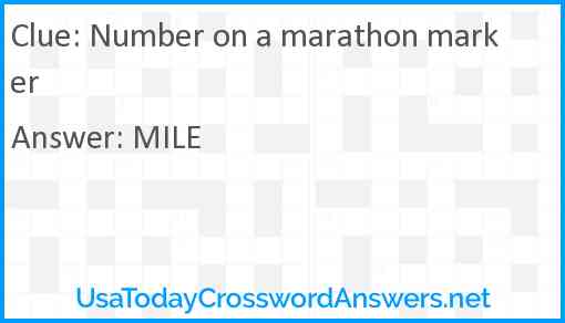 Number on a marathon marker Answer