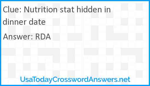 Nutrition stat hidden in dinner date Answer