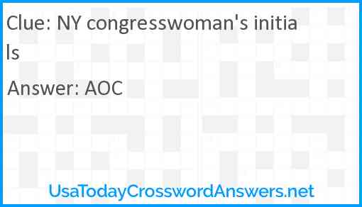 NY congresswoman's initials Answer