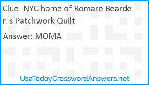 NYC home of Romare Bearden's Patchwork Quilt Answer