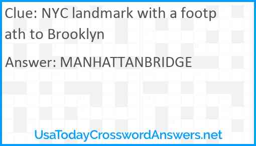 NYC landmark with a footpath to Brooklyn Answer