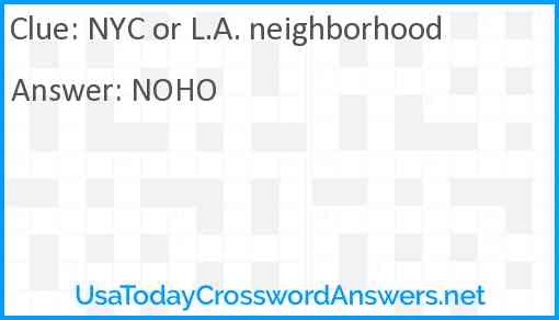 NYC or L.A. neighborhood Answer
