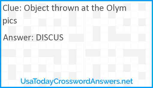 Object thrown at the Olympics Answer