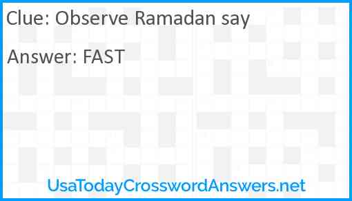 Observe Ramadan say Answer