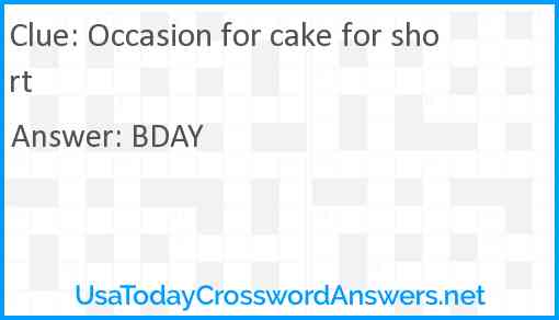 Occasion for cake for short Answer