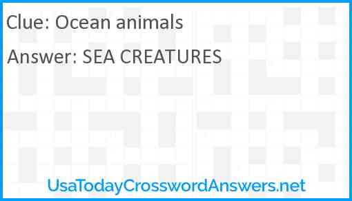 Ocean animals Answer