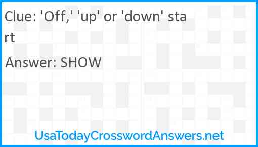 'Off,' 'up' or 'down' start Answer