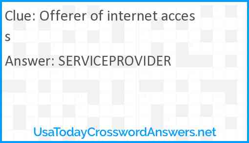 Offerer of internet access Answer