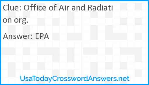 Office of Air and Radiation org. Answer
