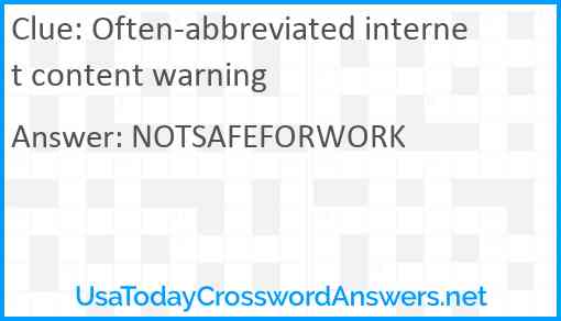 Often-abbreviated internet content warning Answer