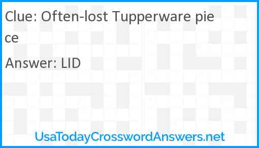 Often-lost Tupperware piece Answer