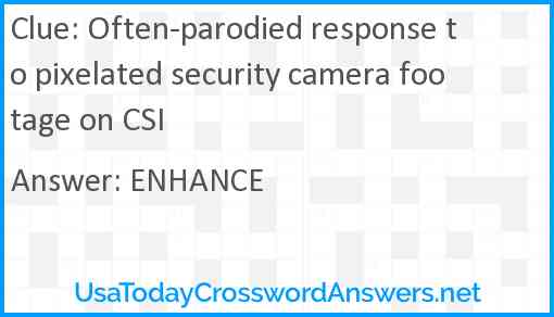 Often-parodied response to pixelated security camera footage on CSI Answer