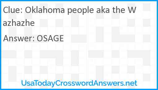 Oklahoma people aka the Wazhazhe Answer
