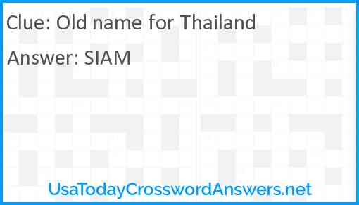 Old name for Thailand Answer