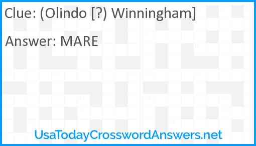 (Olindo [?) Winningham] Answer