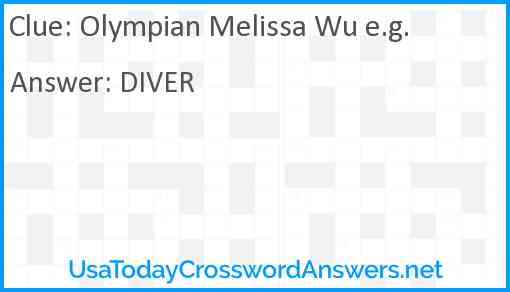 Olympian Melissa Wu e.g. Answer
