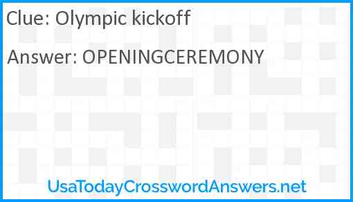 Olympic kickoff Answer