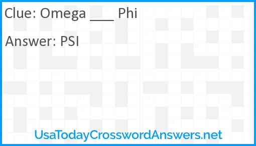 Omega ___ Phi Answer