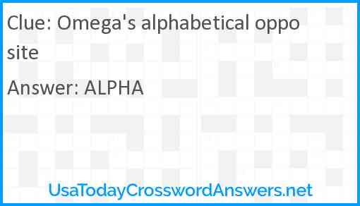 Omega's alphabetical opposite Answer