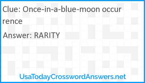 Once-in-a-blue-moon occurrence Answer