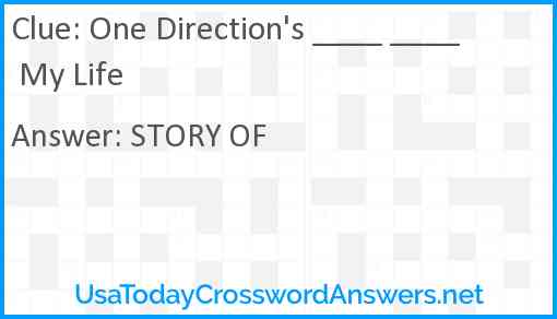 One Direction's ____ ____ My Life Answer