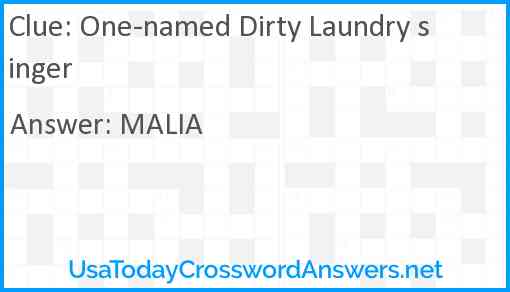 One-named Dirty Laundry singer Answer