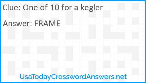 One of 10 for a kegler Answer