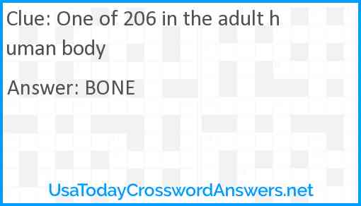 One of 206 in the adult human body Answer