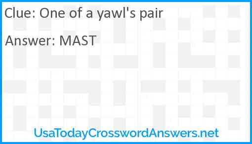 One of a yawl's pair Answer
