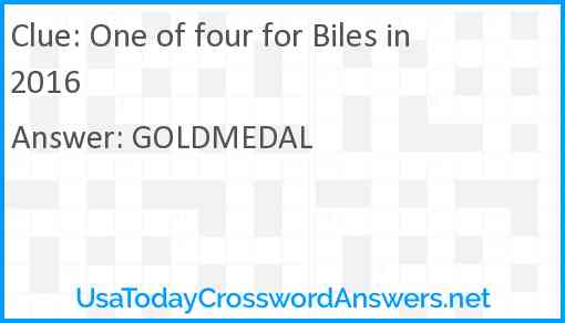 One of four for Biles in 2016 Answer